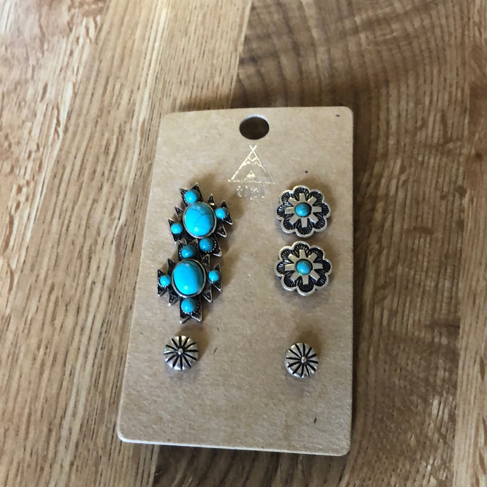 Tipi New New Mexico Turquoise Tipi Western earrings - Picture 1 of 3